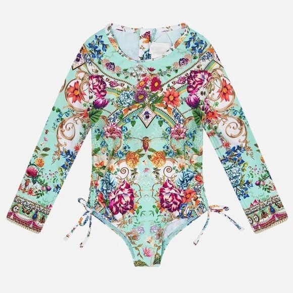 Milla Kids Ruched Side Paddlesuit Rashguard one piece swimsuit - Picture 1 of 7
